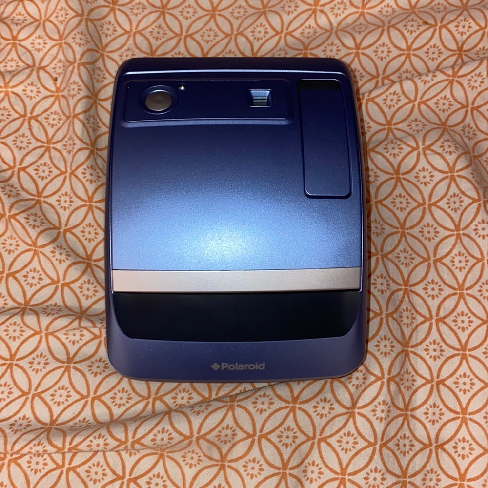 Blue Polaroid camera